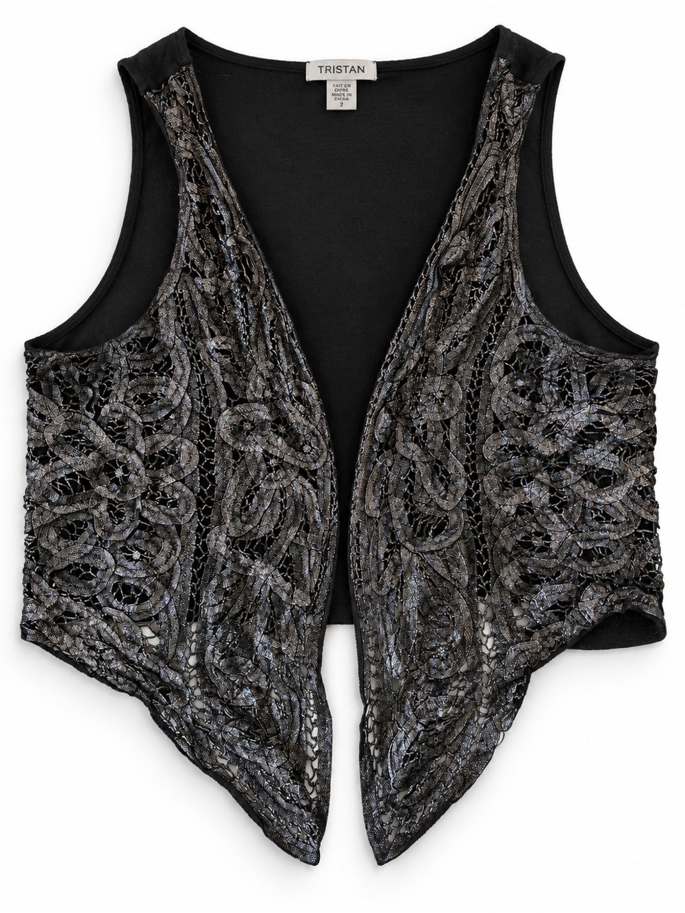 Tristan Black Tank with Mesh Tail Panels